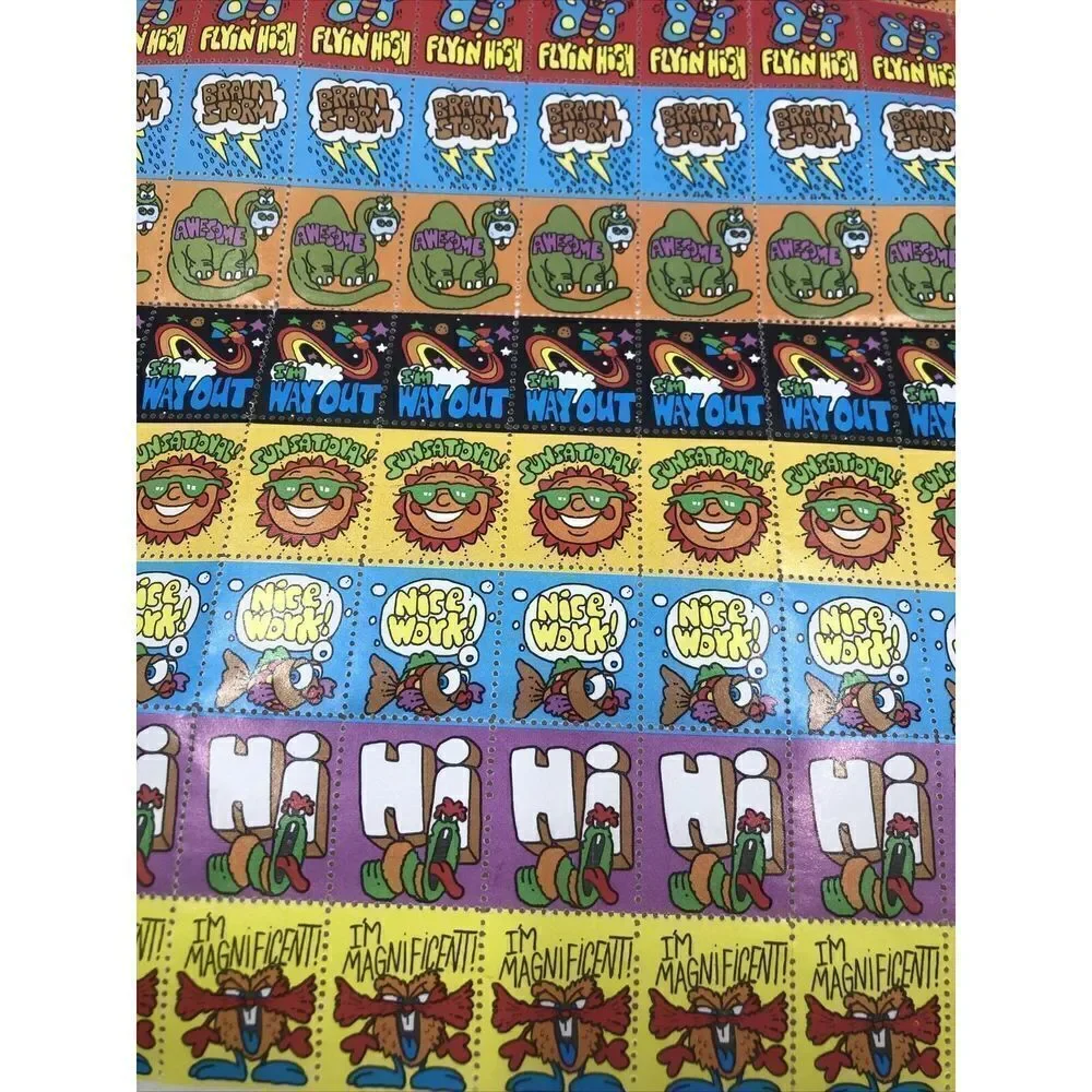 Kellogg's Cereal Fun Stamps Sheet Stickers Vintage 1980s. Rare